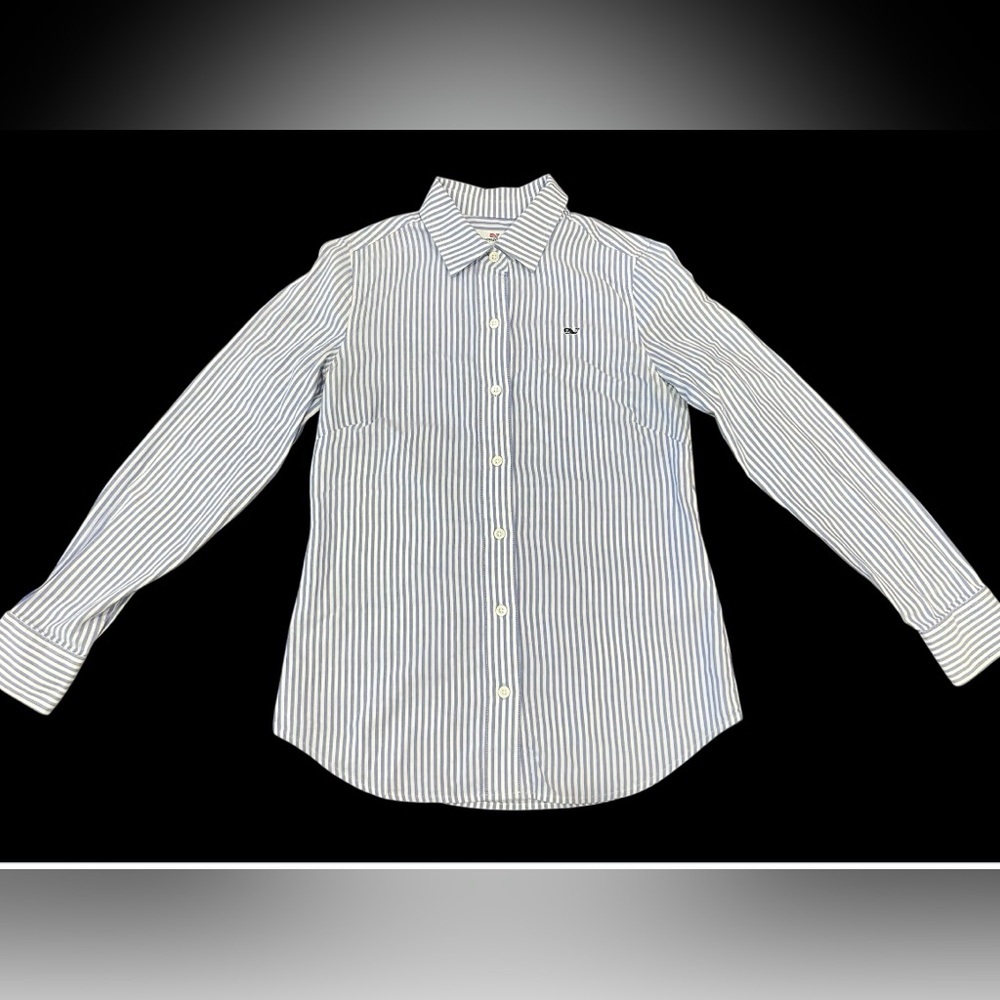 Vineyard Vines Button Down Classic Dress Shirt Women’s Size 00 blue 100% Cotton